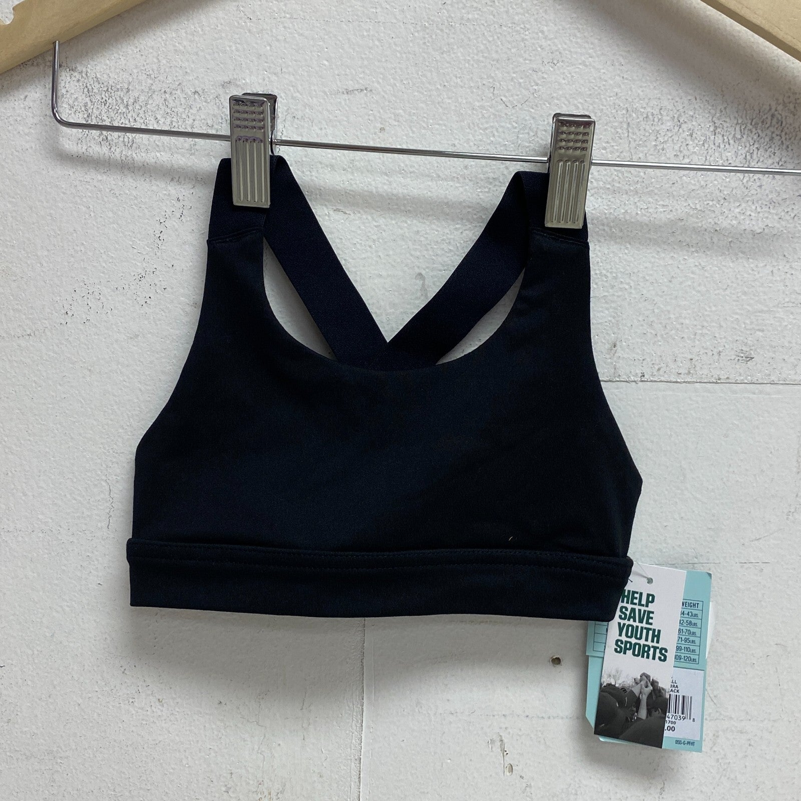 DSG Girls Performance Swim Aspire Bralette Top Halter Straps Pure Black DAG11700