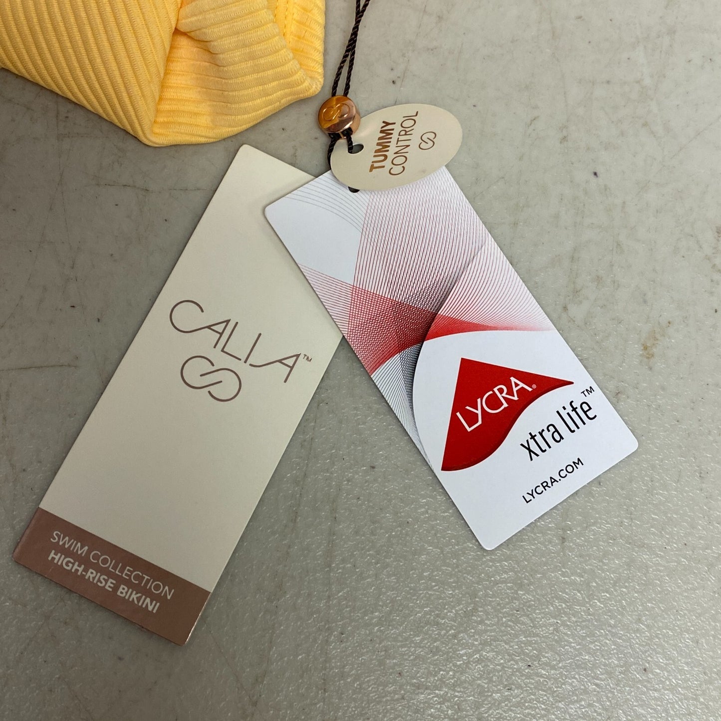 Calia Women's Tummy Control Bikini High Rise Rib Swim Bottom Sunrise Orange