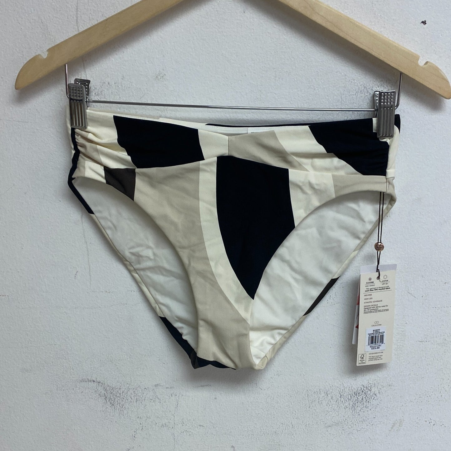 Calia Women's Shirred V Front Mid Rise Bottom Wavy Blocks Neutral WSA23415PRT