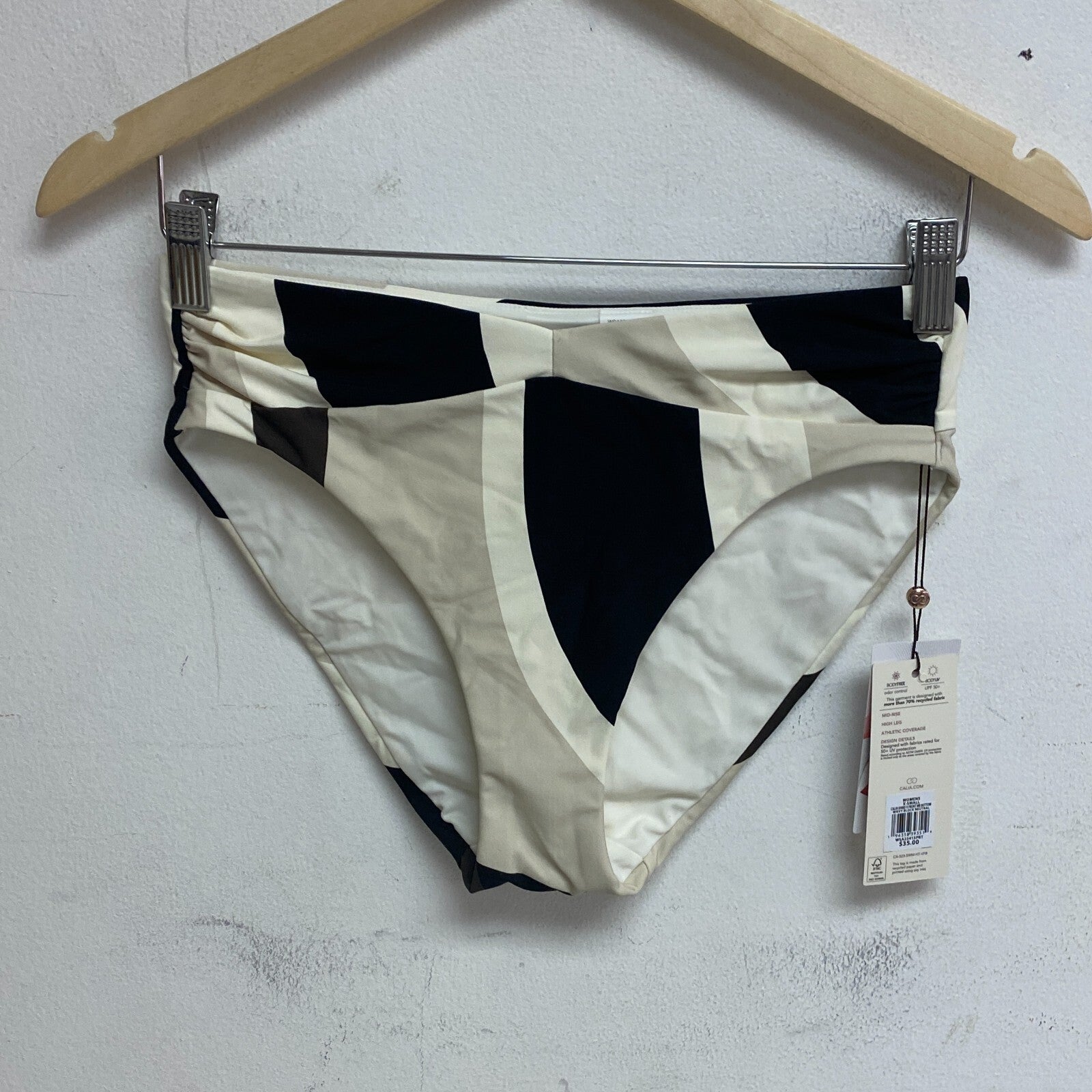 Calia Women's Shirred V Front Mid Rise Bottom Wavy Blocks Neutral WSA23415PRT