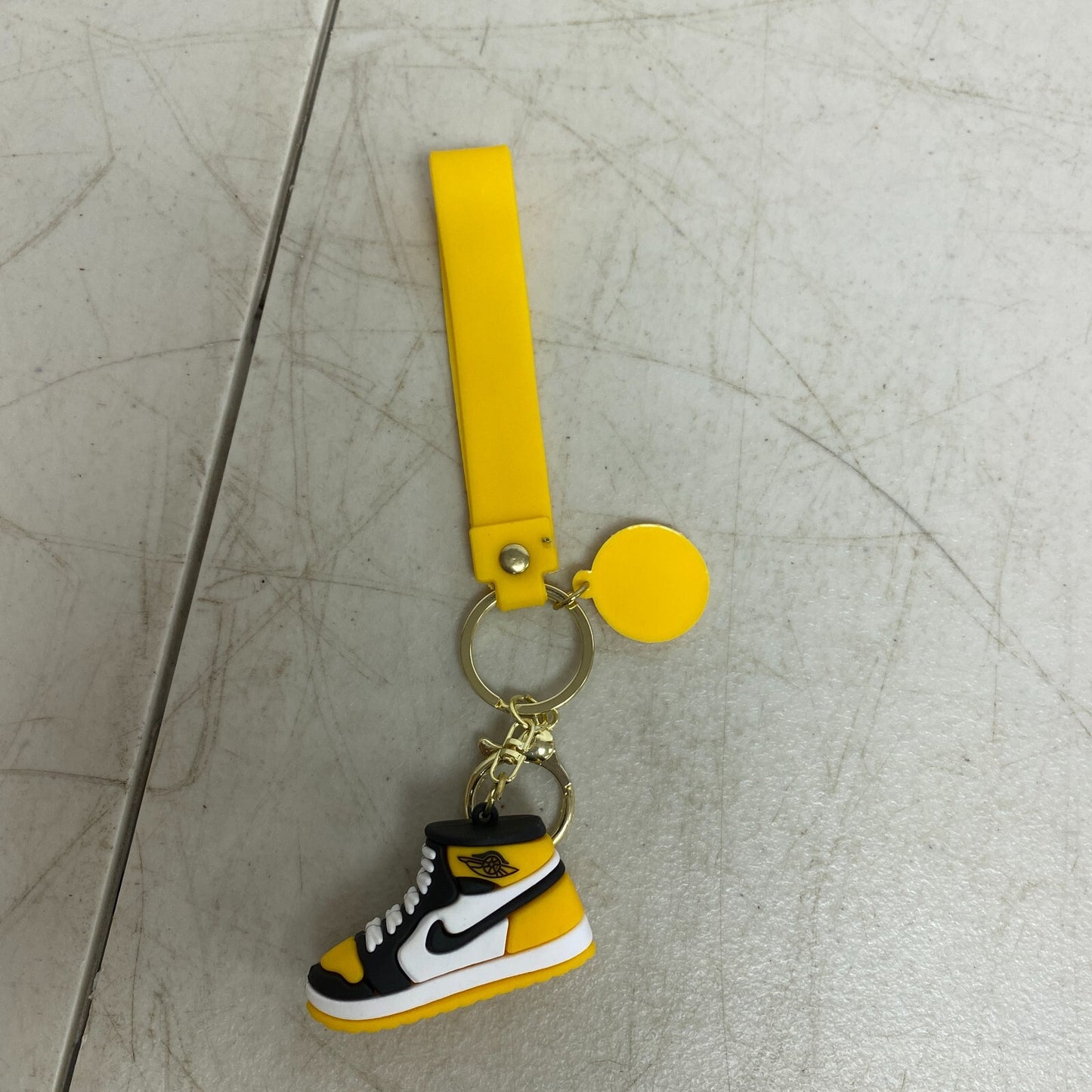 Assorted Silicone Air Jordan Sneaker Shoe 1 High Yellow and Black Keychain