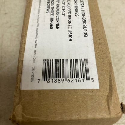 MISENO 3-1/2" X 3-1/2" DOOR HINGES OIL RUBBED BRONZE , MODEL: HDH3503U10B