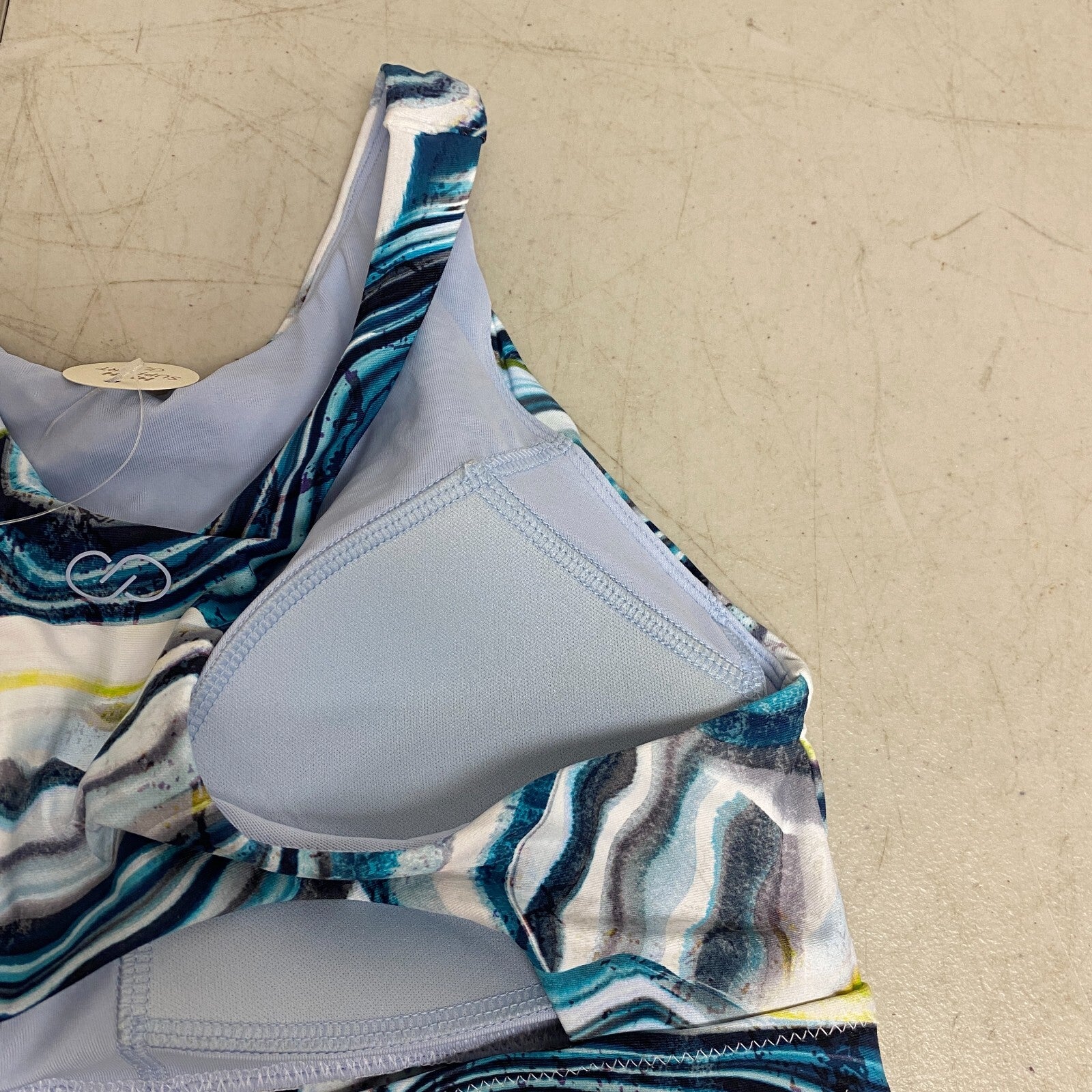 CALIA Womens RacerBack High Support Long Line Bikini Top TerrainTeal WSA22223PRT