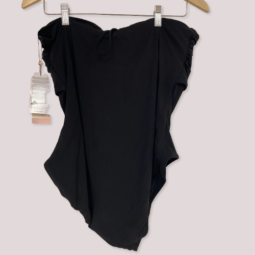 CALIA Womenâs WSA23111BLK Black Shirred Cutout Tummy Control One Piece