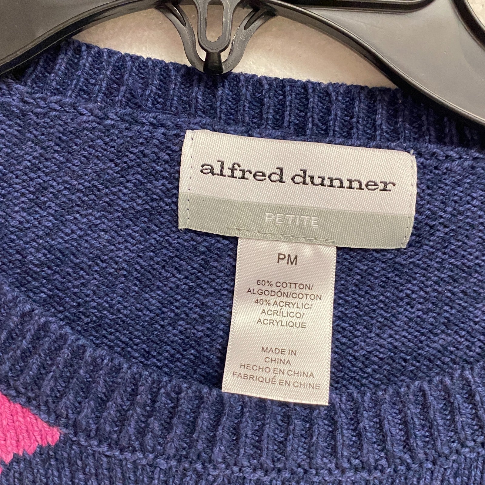 Alfred Dunner Women's Lake Placid Colorblock Crewneck Sweater Szie PM Color Navy