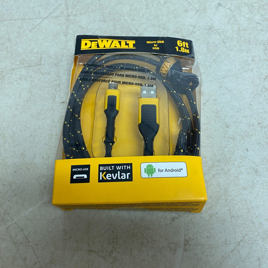 DeWalt 131 1322 DW2 Durable Micro-USB Reinforced Braided Cable 6 ft.
