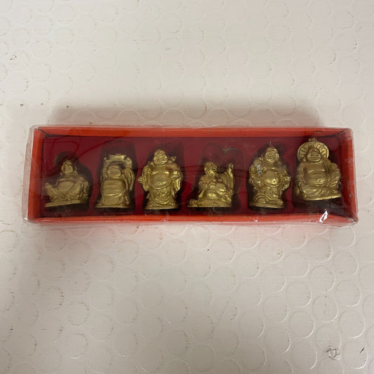 6 Pack of 1" Gold Budha Figurines collectible Set