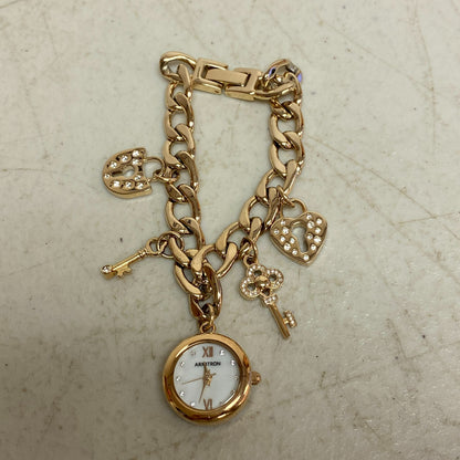Armitron Women link bracelet with charm watch with key and lock charms 75/5067RG
