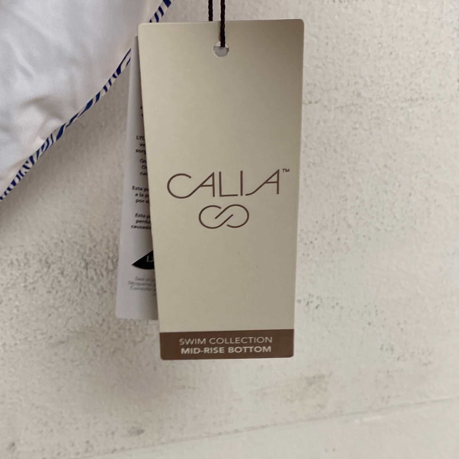 Calia Women's Shirred V Front Mid Rise Bottom Wave Blue/White WSA23415PRT New!