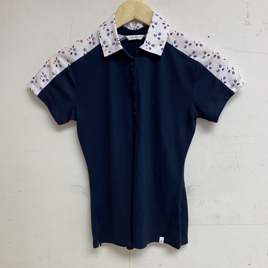 Lady Hagen Women' Print Block Short Sleeve Polo White / Dark Navy  WGH11451