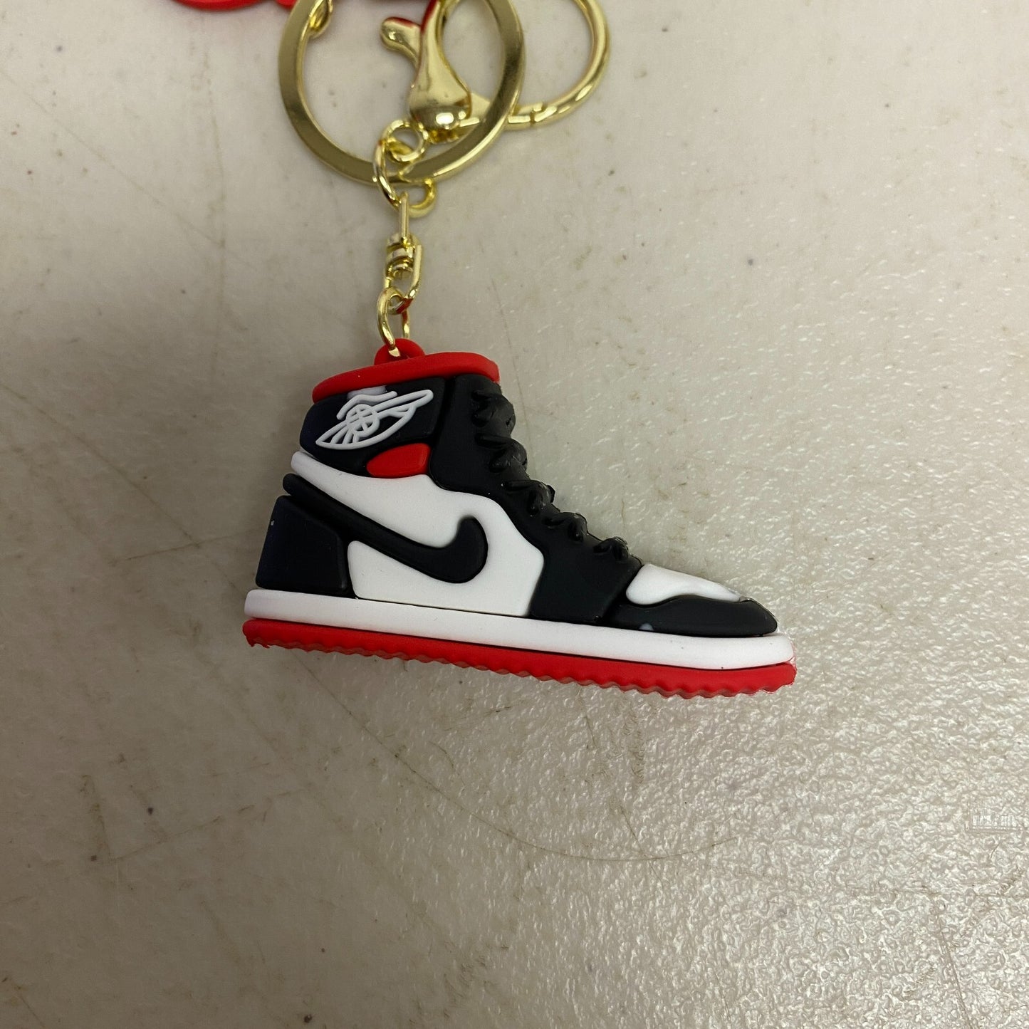 Assorted Silicone Air Jordan 1 Black and Red Keychain Accessory