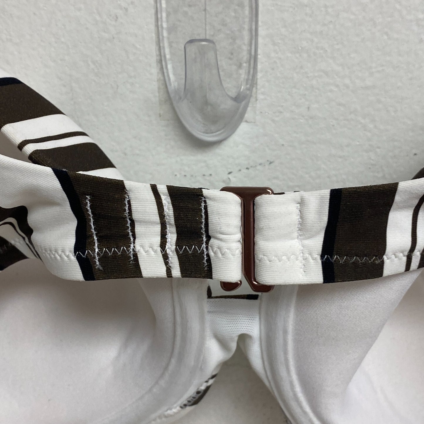 Calia Women's Tie Back Bikini Top Variegated Stripe White/Brown WSA23200PRT