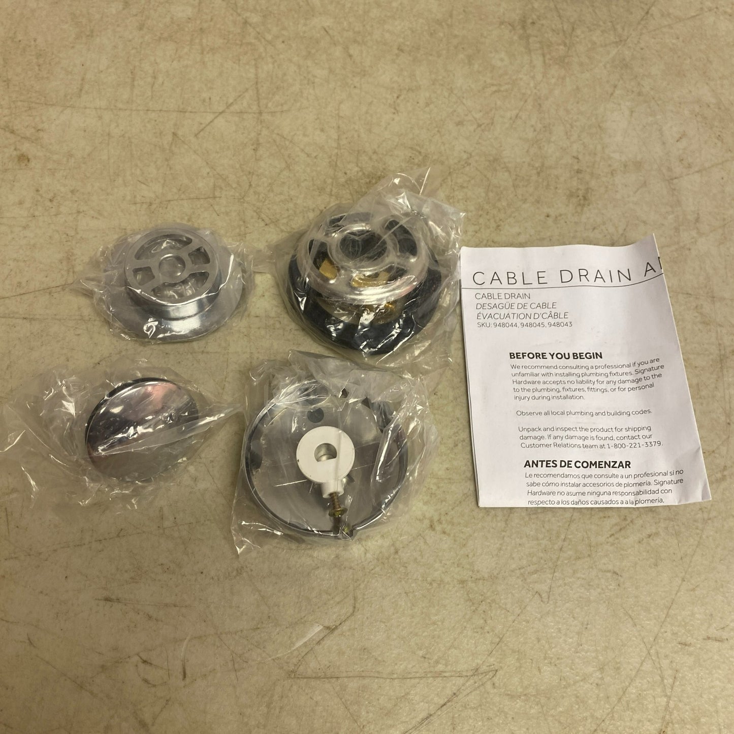 Signature Hardware 17-22" Tub PVC Cable Drain - Chrome