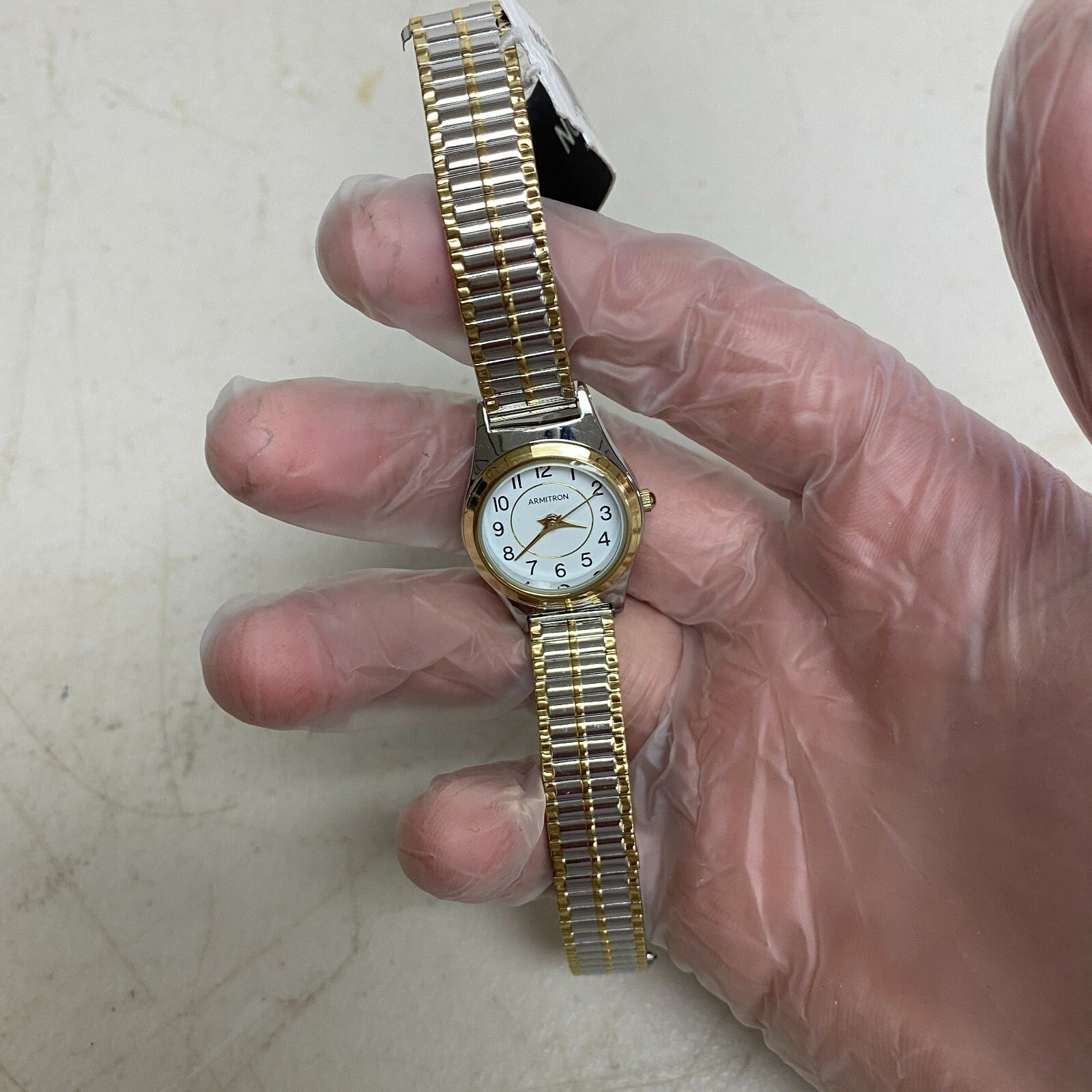 Armitron Watch Japan Quartz Women Dual Tone Gold Plated Stretch Steel 75/5420TTG