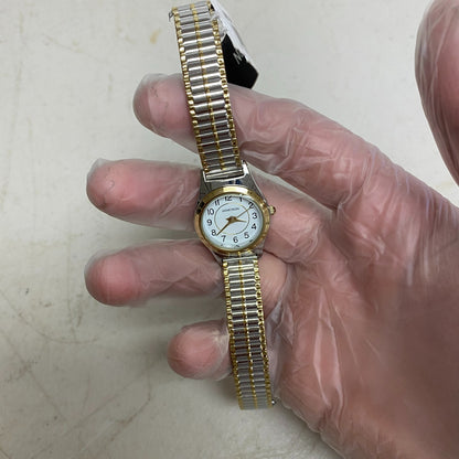 Armitron Watch Japan Quartz Women Dual Tone Gold Plated Stretch Steel 75/5420TTG