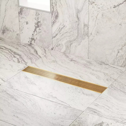 Signature Hardware 32" CARMEN LINEAR SHOWER DRAIN-BRUSHED GOLD