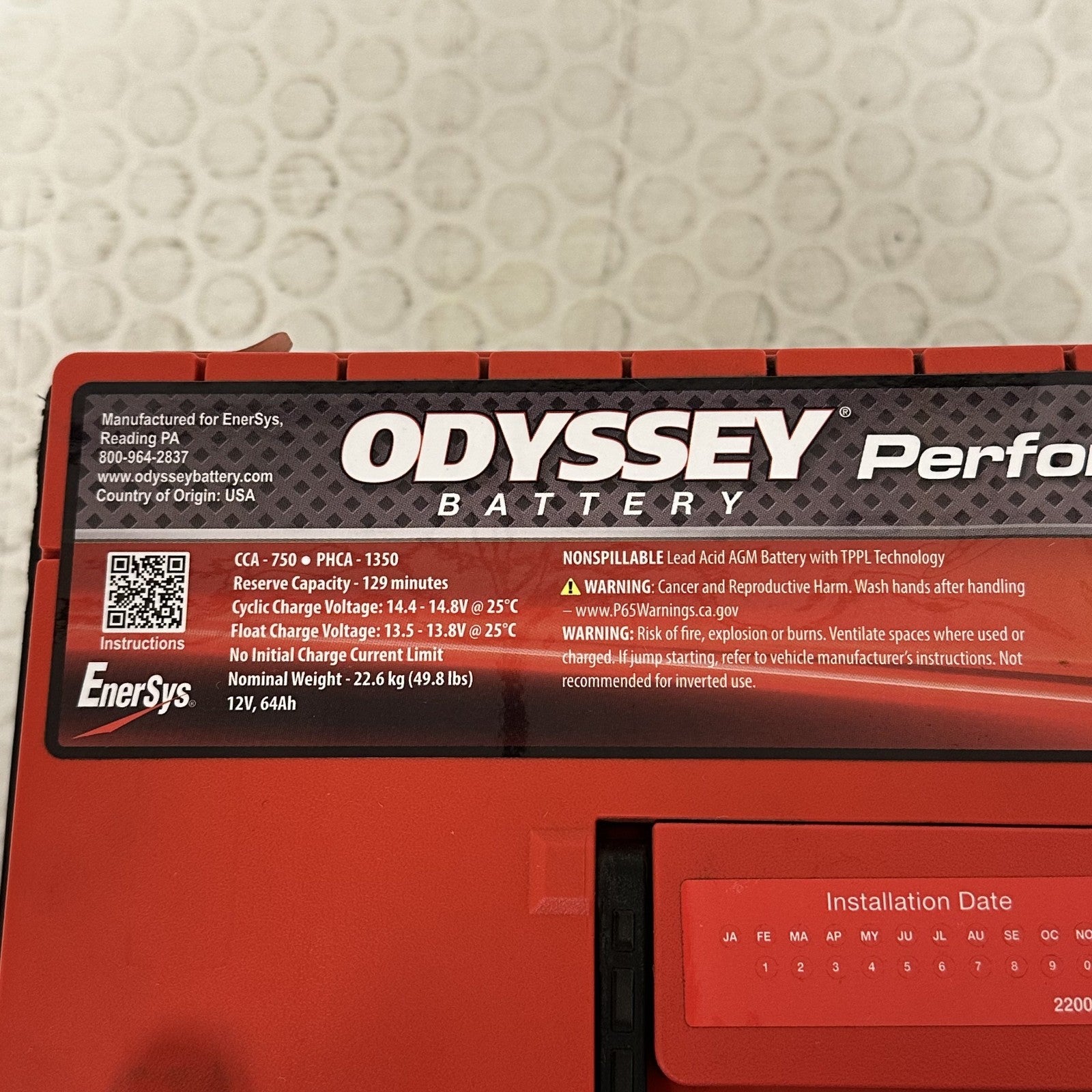 Odyssey ODP-AGM65 Performance Series AGM Battery 750CCA Ford F-250 Super Duty