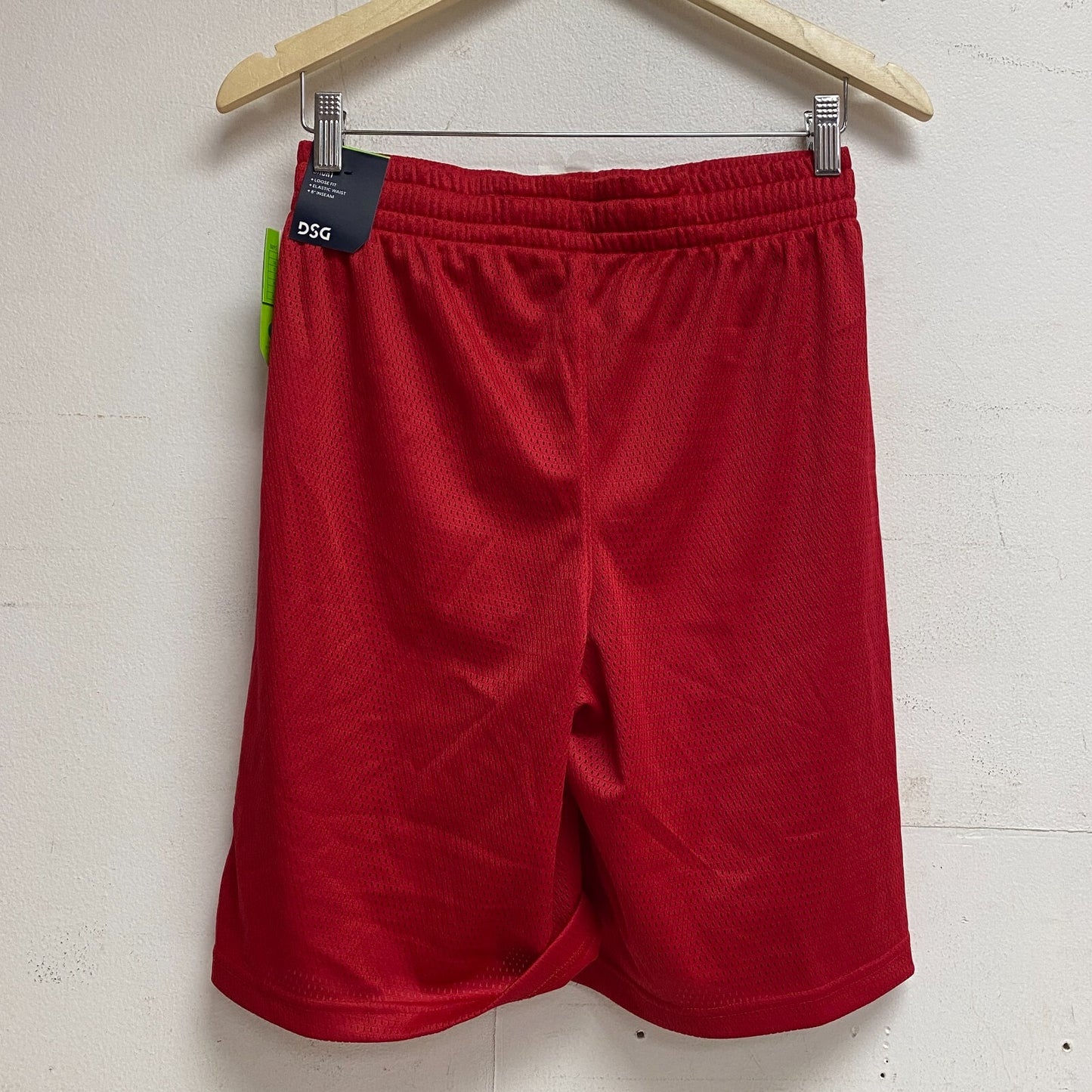 DSG Boy's 8" Training Pocketless Mesh Short Loose Fit Elastic Waist Tango Red