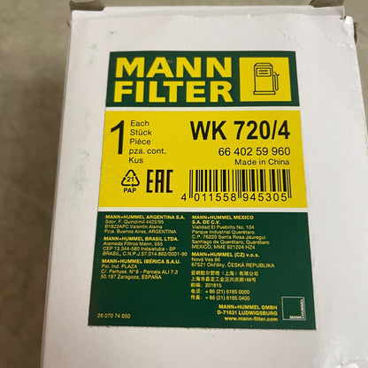 MANN FILTER WK 720/4 Fuel Filter OE 4F0201511E / 4F0201511C Audi / R8 / A6
