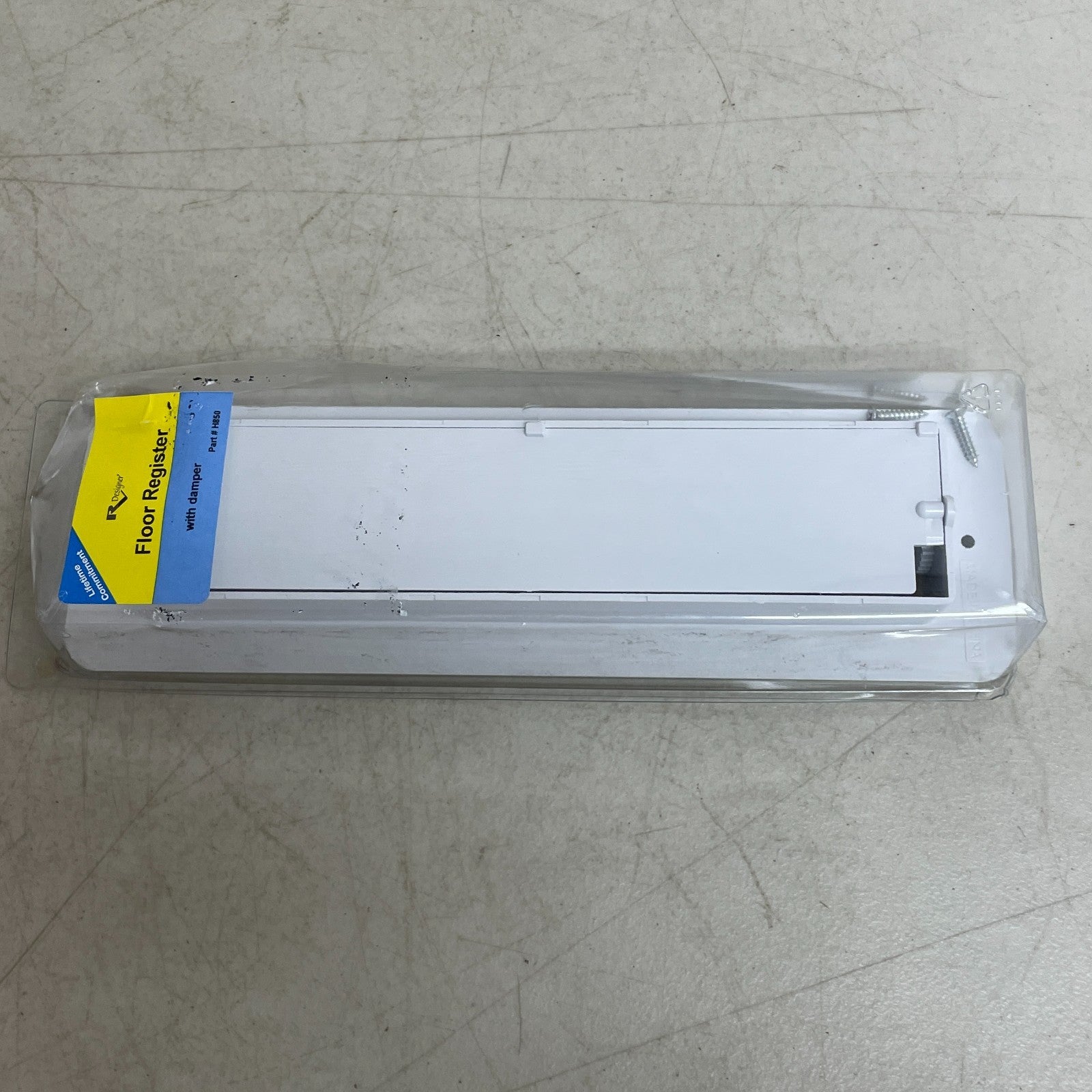 RV Designer H850 White Plastic Floor Register w Damper 12"x3.5" Interior Vent