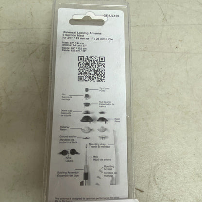 Metra 44-UL10 Universal Locking Retractable Car Antenna  1″ Hole Black