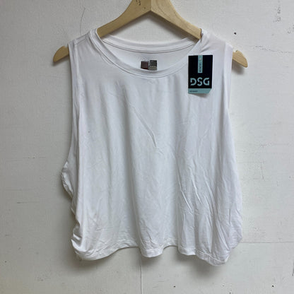 DSG Women's Side Rouched Tank Top Pure White DAW22309WP BRAND NEW