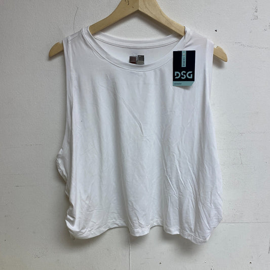 DSG Women's Side Rouched Tank Top Pure White DAW22309WP BRAND NEW