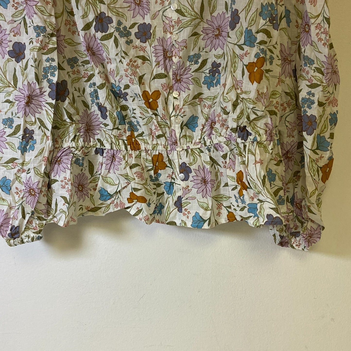 Ana A New Approach Womens Square Neck Long Sleeve Peplum Top Size 0X Color White