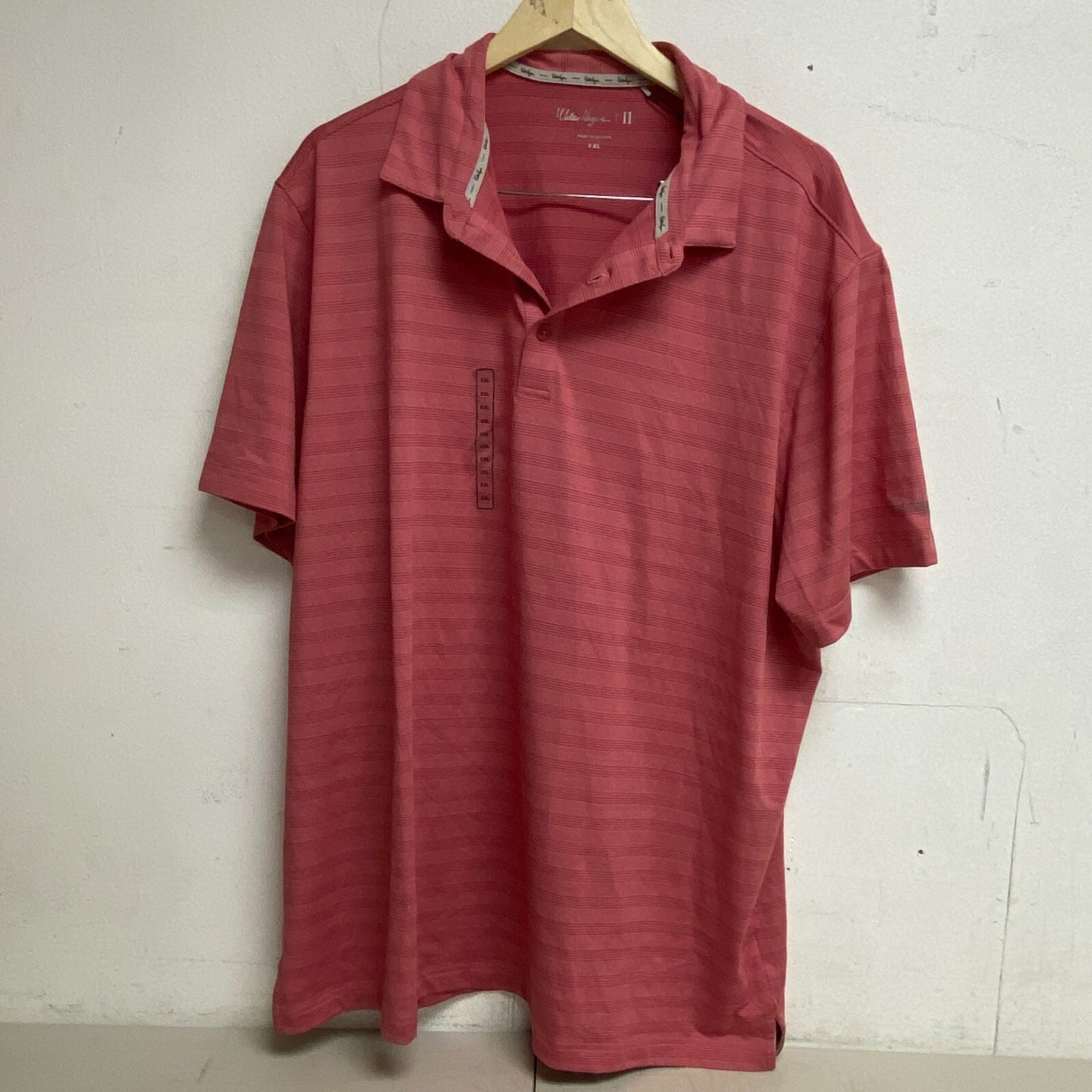 Walter Hagen P11 Fine Line Textured Stripe Polo Dark Coral / Darker Coral