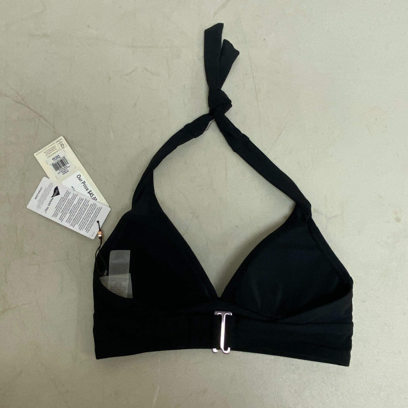 Calia Halter Bikini Top Pure Black Solid Trendy Stylish Swim WSA20211WP