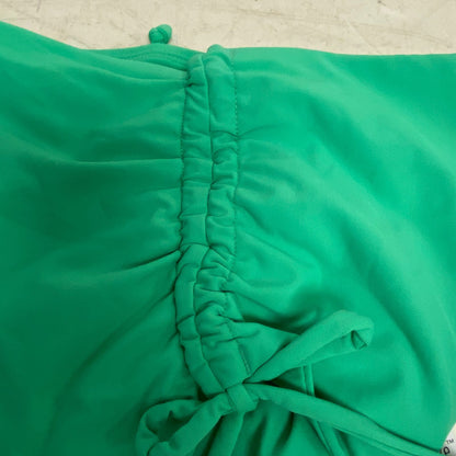 CALIA Women's High Waisted Ruched Side Tie Swim Bottoms Green Glow WSA23410
