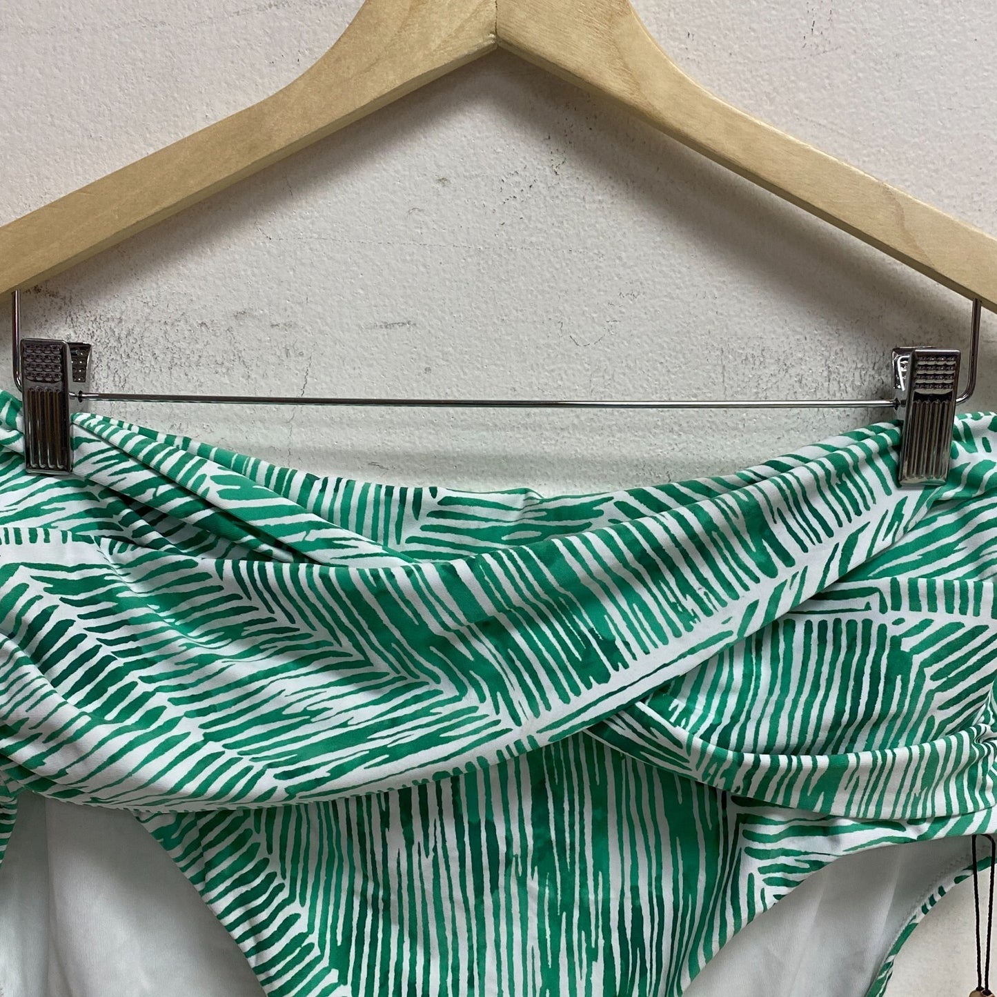 Calia Women's Swim High Rise Twist Front Bottom Small Palm Green WSA22401PRT