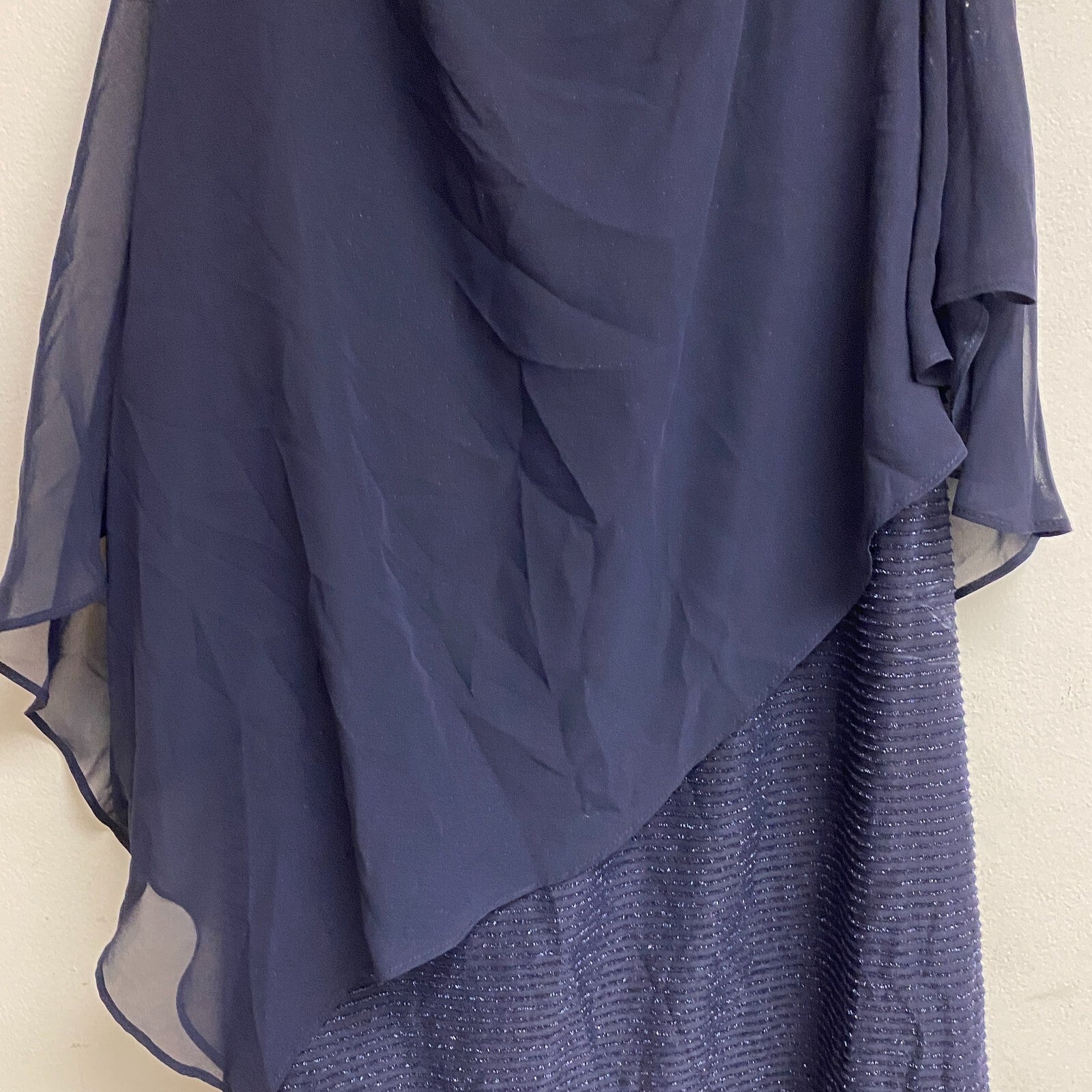 Dj-jaz 3/4 sleeve embellished sheath dress open slit sleeves Size 18 navy blue