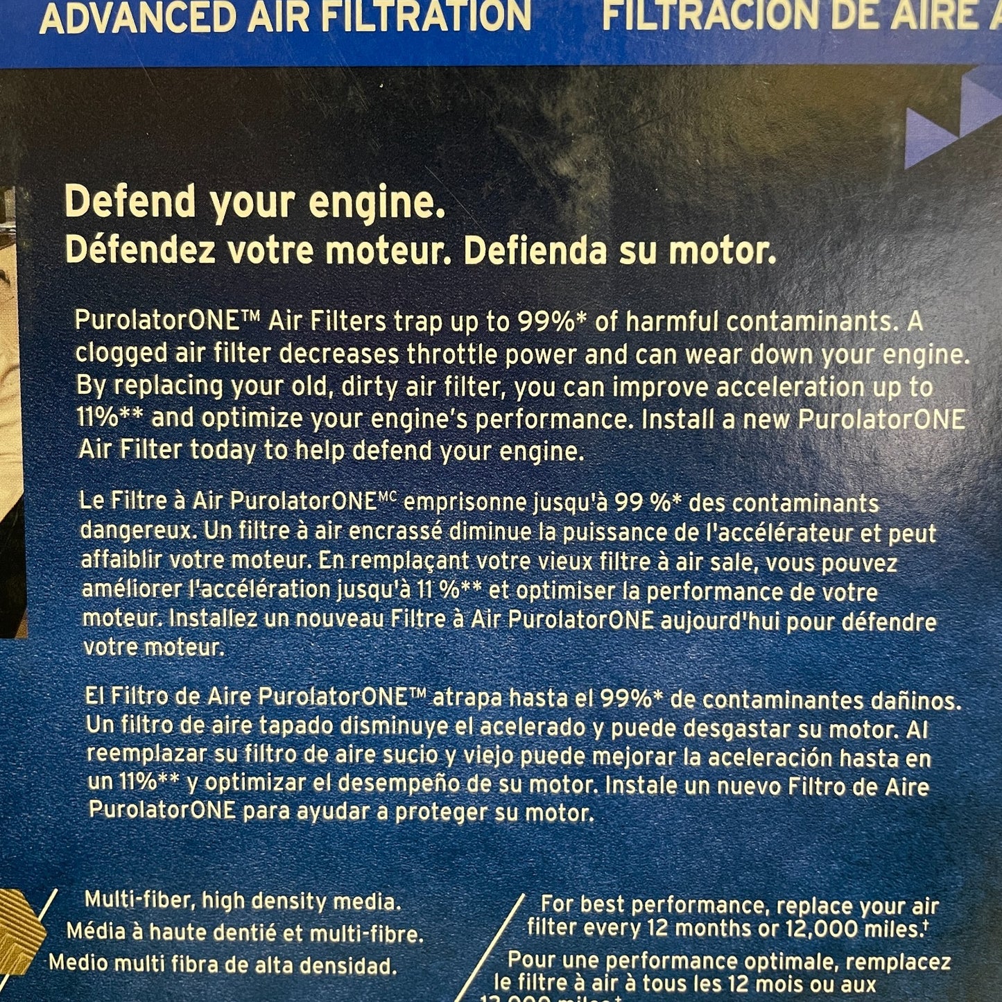 PurolatorONE Engine Air Filter Panel A35244 Blocks 99% Dirt
