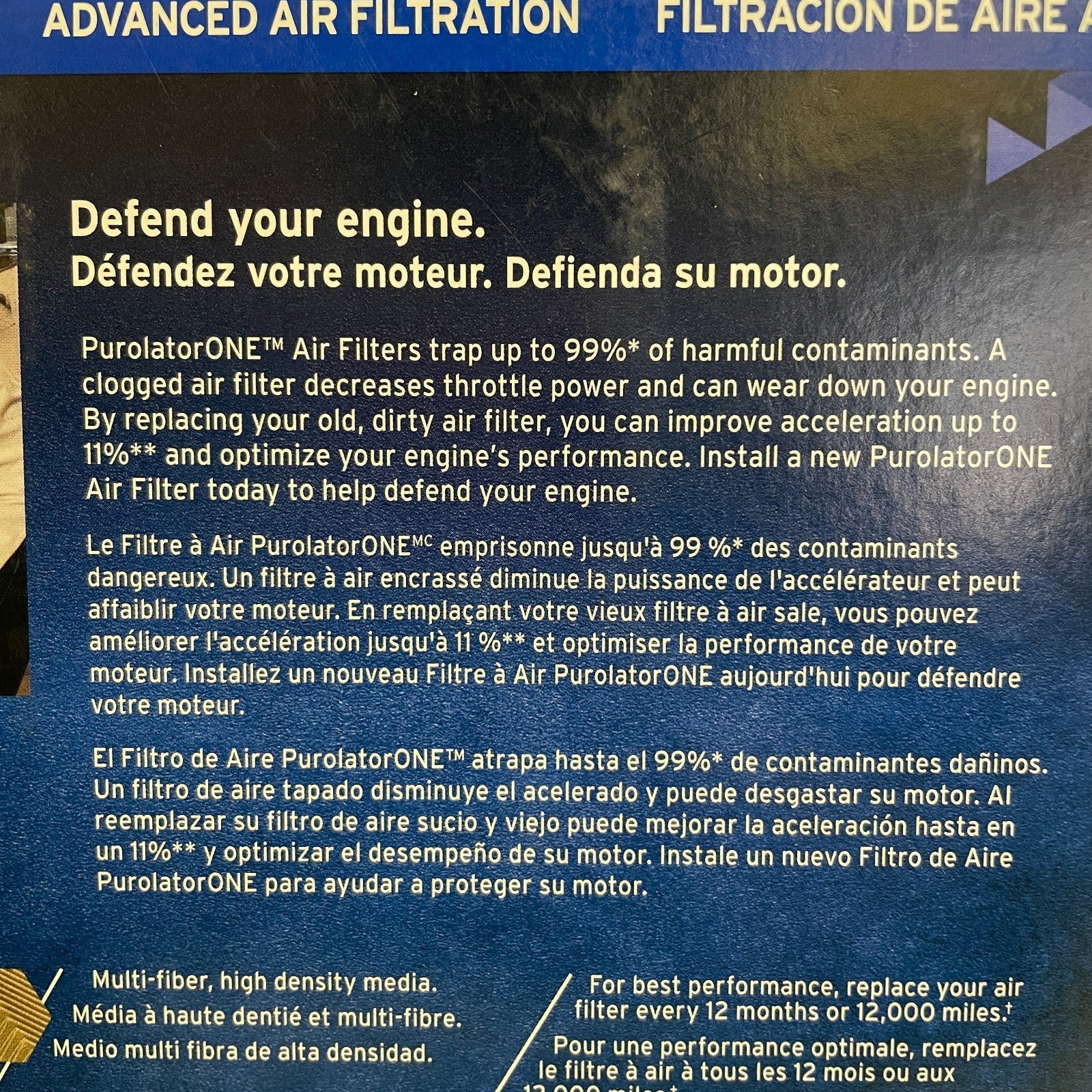 PurolatorONE Engine Air Filter Panel A35244 Blocks 99% Dirt