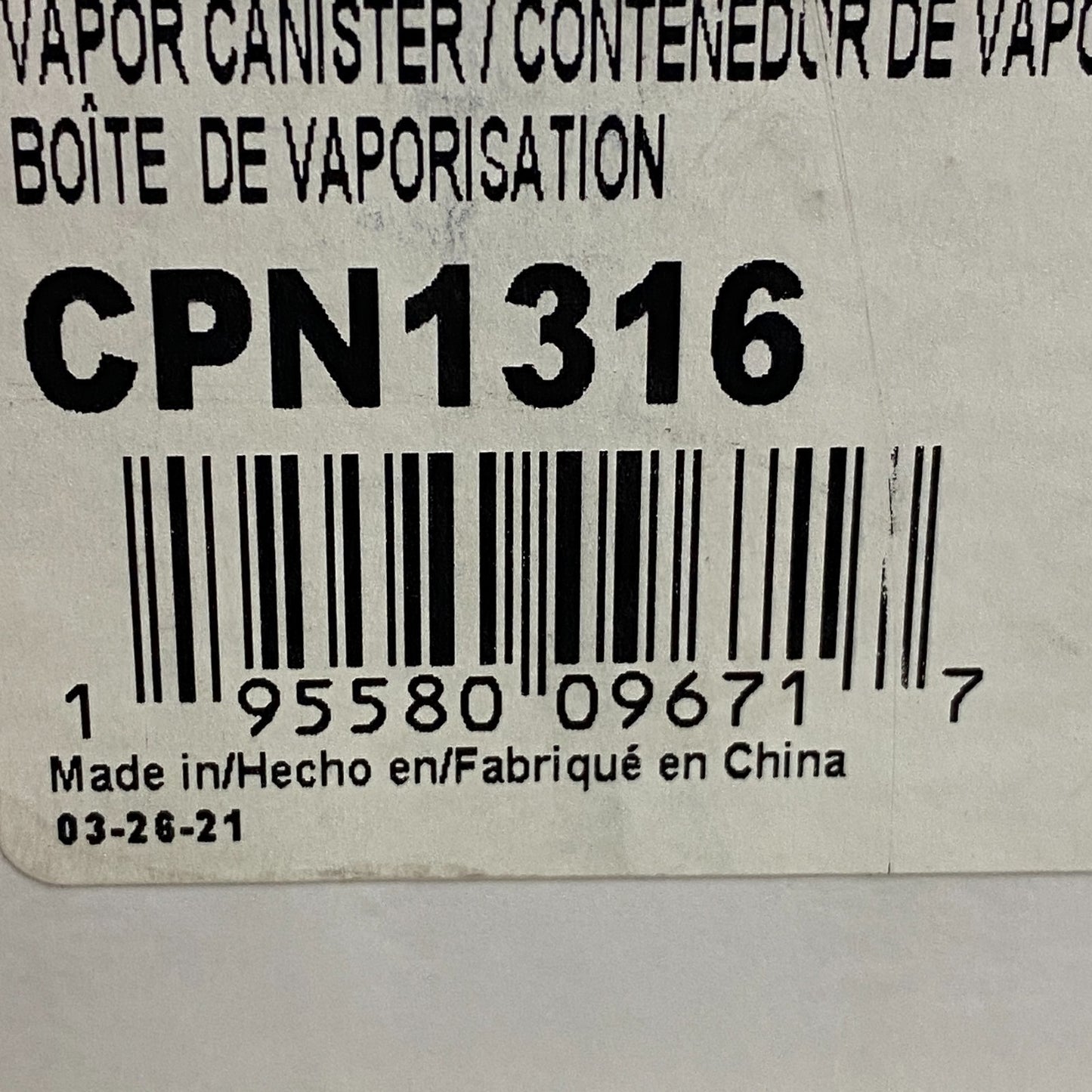 CARQUEST Premium Vapor Canister Charcoal Emission Canister Black CPN1316