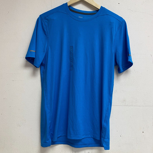 DSG Men's Running Striped T-Shirt Polyester Ibiza Blue DAM12204 Brand New