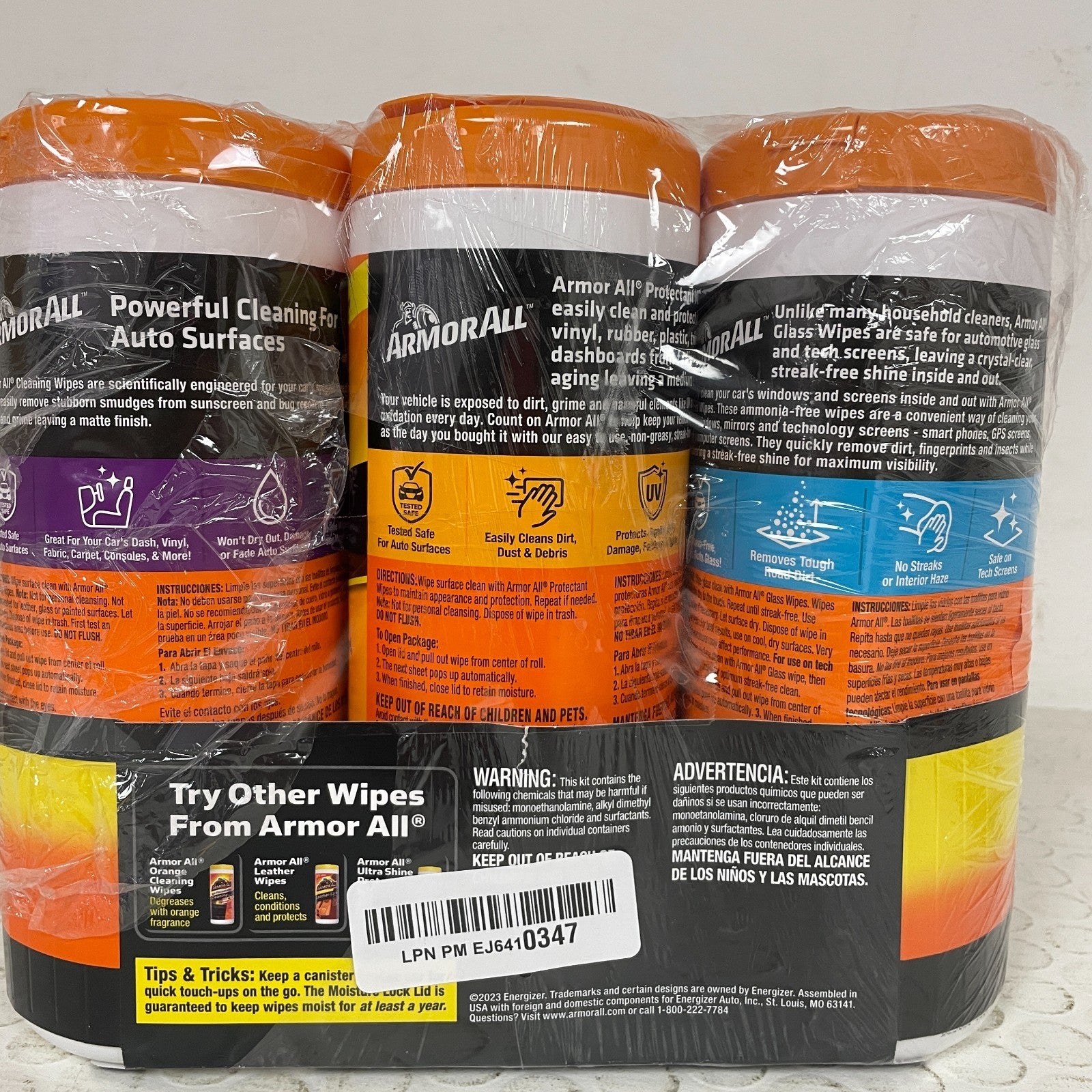 Armor All Protectant Glass and Cleaning Wipes Wipes Car Interior/Exterior 3 Pack