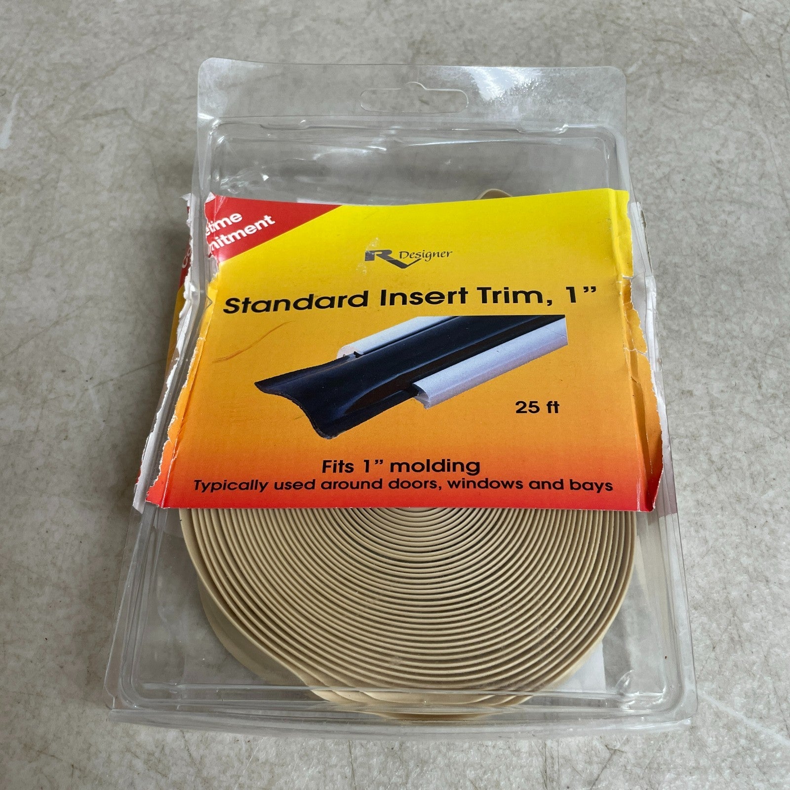 RV Designer Vinyl Trim Insert Beige Exterior Roof Edge Molding E325 25FT 6013209