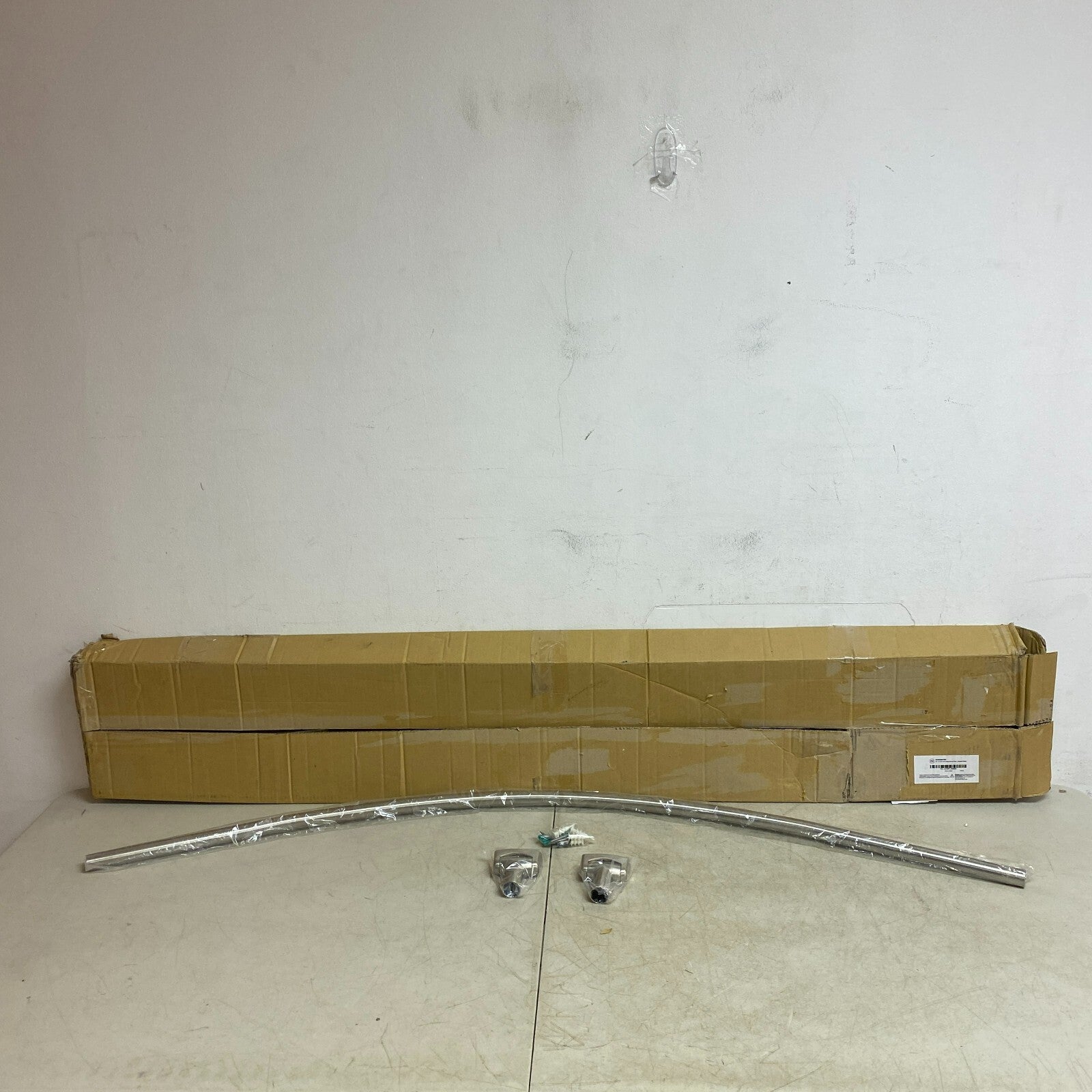 Signature Hardware 66" Curved Solid Brass Shower Rod - Brushed Nickel