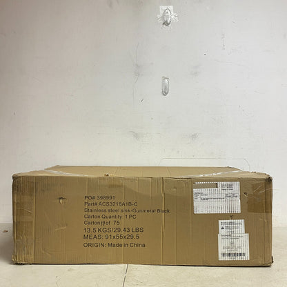 Signature Hardware 32" Atlas Stainless Steel Undermount Kitchen Sink -Gunmetal..