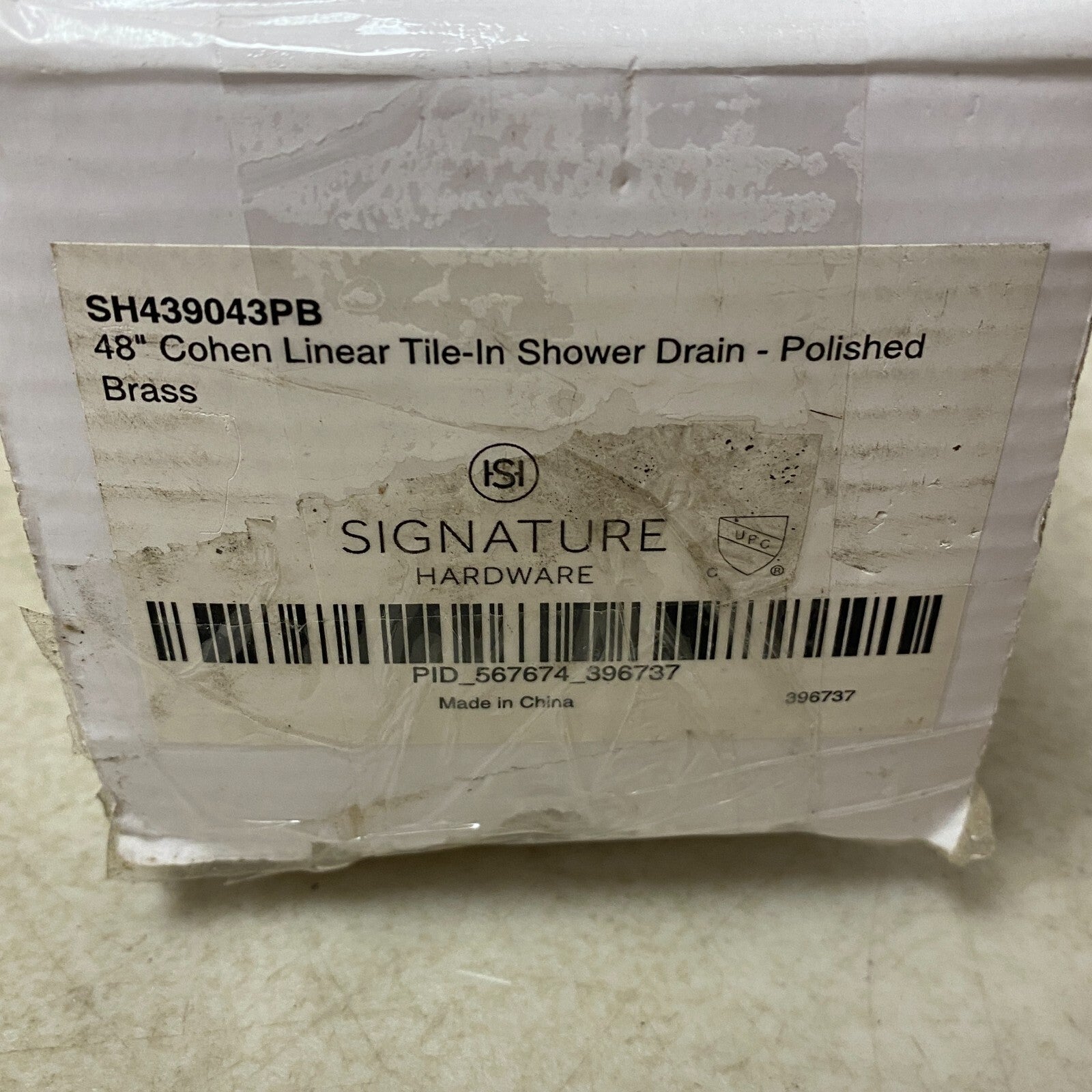 Signature Hardware 48" Cohen Linear Tile-In Shower Drain - Polished Brass