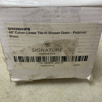 Signature Hardware 48" Cohen Linear Tile-In Shower Drain - Polished Brass