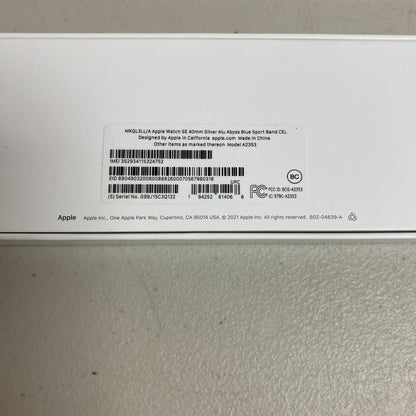 Apple Watch SE (1st Gen) GPS, 40mm Silver Aluminum Case w Abyss Blue Sport Band