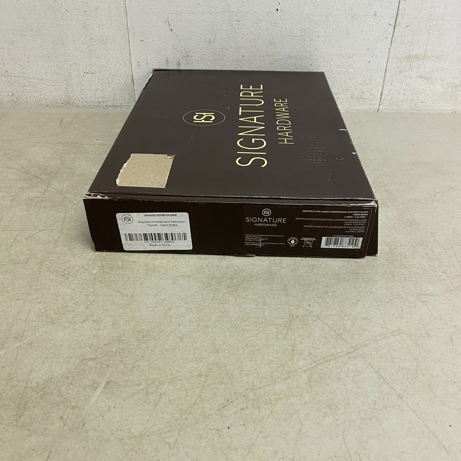 Signature Hardware Greyfield Widespread Bathroom Faucet - Aged Brass