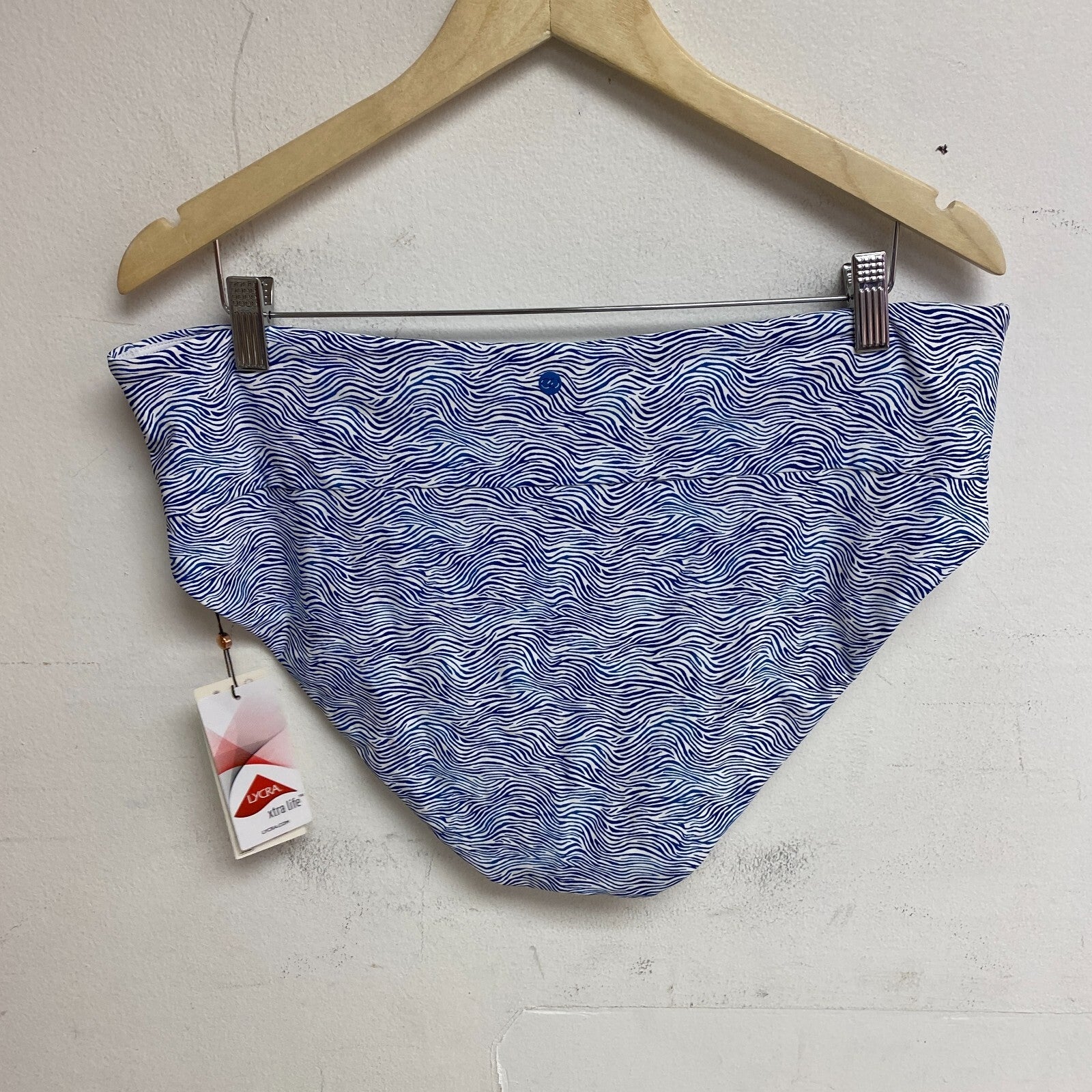 Calia Women's Shirred V Front Mid Rise Bottom Wave Blue/White WSA23415PRT New!