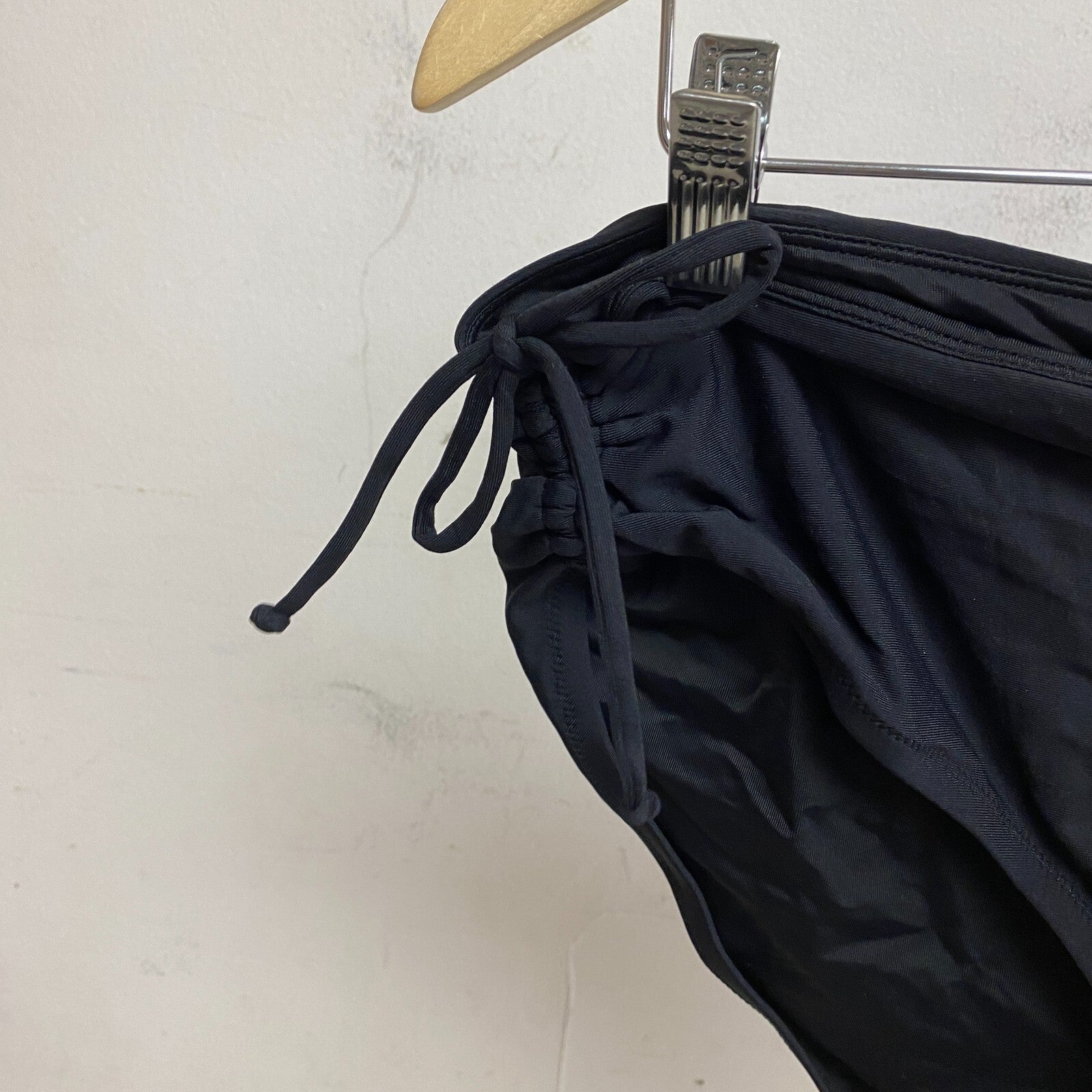 calia WOMENS Swim Adjustable Rise Bikini RUCHED BOTTOM PURE BLACK WSA20402 New!