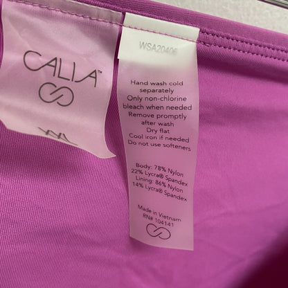 Calia Mid Rise Wide Band Swim Bottoms Geranium Purple Solid WSA20406