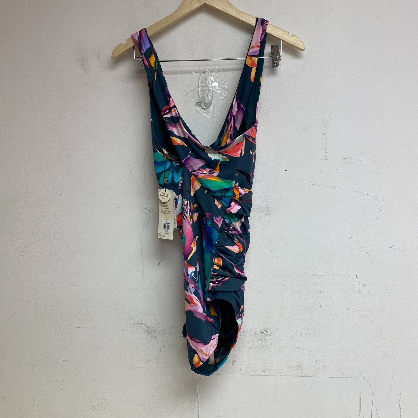 CALIA Women's  Seamed Power Sculpt One Piece Aqua Multi Floral WSA22102PRT