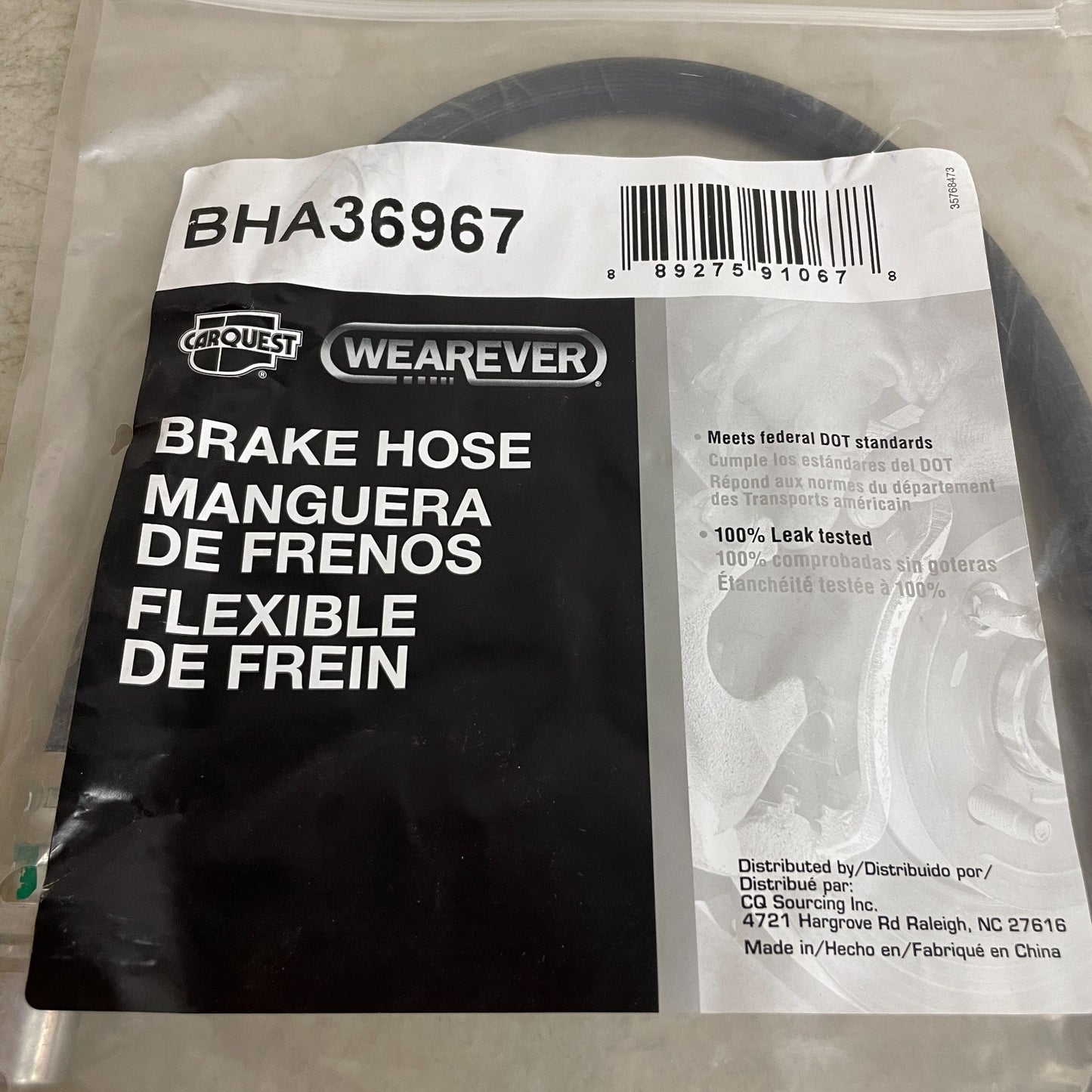 Carquest Wearever Brake Hose Assembly BHA36967 w/ Banjo Fittings & Washers
